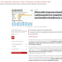 Mercado transaccional de Latinoamrica mantiene en noviembre tendencia a la baja
